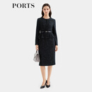 PORTS宝姿女装2025秋季新款黑色二合一拼接连衣裙ALQ9D027LCF022 黑色 M （6）