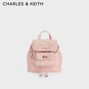 CHARLES&KEITH24春季新品菱格大容量柔软多用背包包女包双肩包女士CK2-60151400 粉红色Pink S