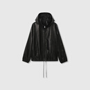 AYUKOAyuko｜头层小山羊皮 超薄工艺无涂层可拆卸连帽廓形ROW皮衣外套 曜石黑 现货48小时发 均码 36