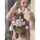 会跑步的猫玩偶包可爱三花猫咪玩偶双肩包女毛绒玩具公仔送女生生 三花猫包包一奶茶色+围兜 45厘米双肩包(普通包装袋发货)