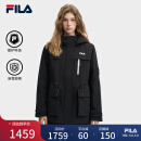 FILA 斐护科技|斐乐官方女士棉服2024冬新款休闲宽松保暖防水连帽外套 正黑色-BK 175/92A/XL