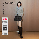 MO&Co.【秦岚同款】裙裤2025冬新品智性学院格纹压褶A字短裙MBE4SOTT05 灰黑格 L /170