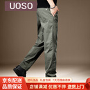 UOSO秋季高端简约潮牌休闲裤男2025新款军绿色宽松直筒锥形百搭裤子男 绿色 28 二尺一