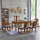 贡艺名居红木家具非洲鸡翅木（学名：非洲崖豆木）中式泡茶艺桌功夫茶几实木茶台 仿古茶桌椅组合