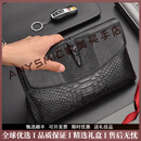 ANYSMIC奢侈高档品牌男士手拿包男真皮翻盖夹包鳄鱼纹软牛皮商务休闲手包 黑色