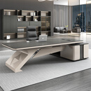 轻奢老板桌办公桌简约现代董事长总裁桌大班台经理办公室桌椅组合 2.2米老板桌+老板椅+2.4米书柜