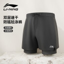 李宁（LI-NING）泳裤男士防尴尬游泳裤平角双层防走光水陆两用沙滩裤337 XL