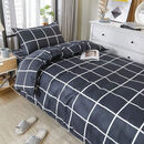 樱竺儿北欧简约格子条纹床单四件套单人被套学生宿舍床上用品男生 梦格B 1.8米四件套（被套1.8*2.2）