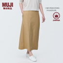 无印良品（MUJI）女式 麻混 弹力 直筒裙 长半身裙女春款裙子半裙 中长裙 女装 米色 M (160/66A)