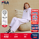 FILA【套装】斐乐儿童卫衣卫裤2025冬季新款男女中大童休闲两件套 樱花浅粉-PK 140