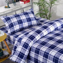 樱竺儿学生灰色格子床单单人床单方格四季通用 兰白格 三件套1.5*2.2米（被套枕套床单