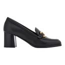 【9成新】菲拉格慕（Ferragamo）女士黑色Gancini高跟乐福鞋 0771964_1D _ 75/38 礼物送女友