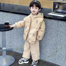 ONEDEW儿童套装加绒套装秋冬季2025新款小男童装儿童冬装马甲三件套 杏色套装 （三件套） 90 默认尺码19