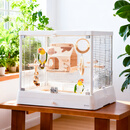 达洋直营 新款全景玻璃高透明鸟笼子别墅家用大号豪华鹦鹉笼B6047 新品氧生代3.0—B6047SS白 玻璃鸟笼