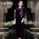 时尚名兰世家喜婆婆装婚宴礼服敬酒服气质轻奢高端喜妈妈新中式旗袍婚礼连衣裙 紫色9(120裙长) 2XL