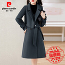 皮尔卡丹红色毛呢套装女2025秋冬新款母亲节显瘦气质时尚洋气外套连衣裙两 灰色 XL