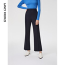 朗姿【Basic衣橱】羊毛职业正装裤西装裤阔腿裤女新款休闲裤 暮色藏蓝色3 L
