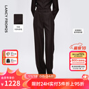 朗姿100羊毛高级感通勤风西装裤直筒职场百搭西裤2025年冬季新款 深咖色 L