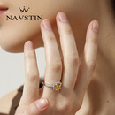奈维斯汀彩色宝石戒指女复古黄水晶闺蜜520礼物女