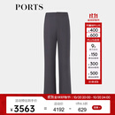 PORTS宝姿女装商场同款早秋时尚开衩叠片造型直筒裤LP8P012RWF039 灰黑色 L (8)