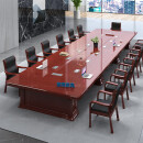 奈高油漆贴木皮大型会议桌长条桌现代简约接待洽谈桌6米含20把实木椅