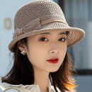 捷迈带假发的帽子夏季 春夏季可拆卸带假发帽子一体时尚短发短卷发女 15cm波浪卷-黑棕色 卡其色帽