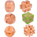 金幻榉木酒桶锁 解压孔明锁鲁班锁儿童6到15岁智力解锁玩具 榉木-6件套款