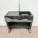 天然大理石材水池户外石头洗衣池阳台洗手盆室外一体整石庭院水槽 长90cm*宽50cm*高80cm