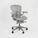 美国品牌 二代aeron 二手人体工学椅电脑椅久坐护腰办公椅 二手电脑椅99成新 矿石白（真皮扶手+灰框+ 中号+抛光脚 ）