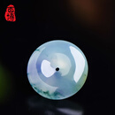 百博翡翠冰种三彩平安扣天然缅甸A货老坑玉扣福禄寿怀古挂件YMR41013
