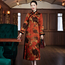 玺玥2025冬季中国风40姆米香云纱夹棉保暖传统A版长旗袍棉衣棉服新年 图片色 2XL