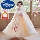 迪士尼女童汉服冬装拜年服中国风儿童装唐装冬季加绒女孩加厚古装秋冬款 香槟色连衣裙+披风 110