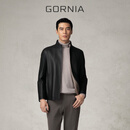 格罗尼雅（GORNIA）男士黑色牛皮革皮衣商务通勤简约舒适经典百搭时尚潮流精致外套男 黑色 M 170B