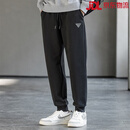 拓路者束脚运动卫裤男2024秋冬加厚加绒裤百搭男士长裤子 黑色【纯棉】 M 170