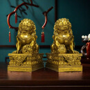铜人艺巷铜人艺巷全铜黄铜宫门狮一对北京狮中式铜狮子家居玄关装饰工艺品 大号高30厘米