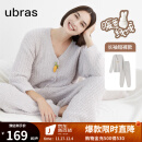 ubras【虞书欣同款】兔绒绒开襟家居服套装厚款女加绒睡衣冬季女 【长袖长裤套装】拿铁灰色 M