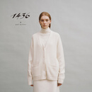 1436稚真羊绒系列V领搬针牛骨扣装饰女开衫 象牙白 175/96A/XXL