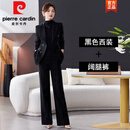 皮尔卡丹（pierrecardin）西装外套女2024新款职业通勤装正装时尚气质女神范工作服西服套装 6032黑色西装外套女+阔腿裤 XL