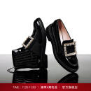 ROGERVIVIER【旷野美拉德】/RV女鞋Viv Rangers钻扣漆皮通勤厚底乐福鞋 黑色 37