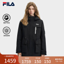 FILA 斐护科技|斐乐官方女士棉服2024冬新款休闲宽松保暖防水连帽外套 正黑色-BK 175/92A/XL