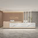 现代简约公司前台接待台酒店大厅物业烤漆吧台办公室工作桌收银台 原木+鱼肚白 380*60*100