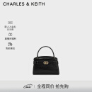 CHARLES&KEITH鳄鱼纹凯莉包手提斜挎包婚包包女包生日礼物CK2-50270880-1 Black黑色 S