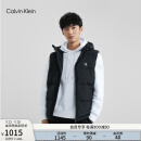 Calvin Klein Jeans秋冬男女同款户外简约印花鸭绒连帽羽绒马甲J324344 BEH-太空黑 L