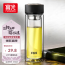 富光 男女士双层玻璃杯 水杯 支持团购定制 304杯子泡茶杯400ML黑