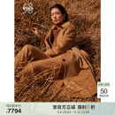 鄂尔多斯1980秋冬纯羊绒简约时尚女中长款大衣外套 深驼色 S 155/80A
