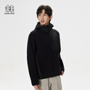 KOLON SPORT/可隆抓绒夹克 男子户外露营秋冬保暖轻便宽松连帽梭织外套 LHFJ4WTK35-BK 黑色 M 170/92A