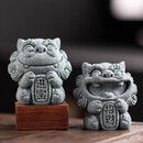 国潮风-精品石狮子一对（招财+进宝）桌面吉祥物茶宠摆件创意装饰品工艺品