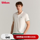 威尔胜（Wilson）官方男士TIMELESS运动网球服防晒吸湿速干POLO短袖 WM20007412GYC-豆腐灰 M /175/96A