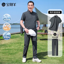 宝财羊父亲节礼物实用爸爸套装夏季短袖t恤男冰丝polo运动中老年人衣服