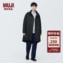 无印良品 MUJI 男式 木棉混 大衣 风衣外套男中长款长袖 AD0VDA4S 黑色 XL(180/104A)